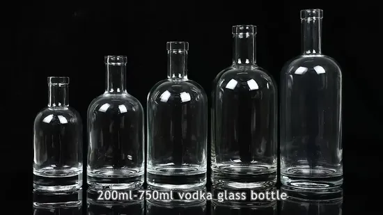 Bouteille en verre de haute qualité pour whisky, Vodka, Brandy, Gin, 250ml, 350ml, 500ml, 700ml, 750ml