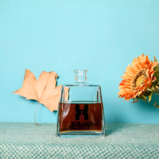 Logo personnalisé en relief clair 500 ml 700 ml 750 ml rhum Tequila Gin Brandy rhum whisky Vodka liqueur spiritueux bouteille en verre