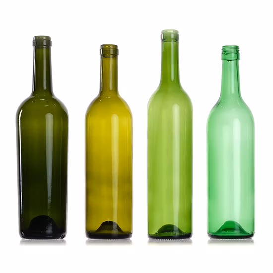 Bouteilles de vin en verre de Bordeaux vert Antique clair vide de 750 ml de haute qualité