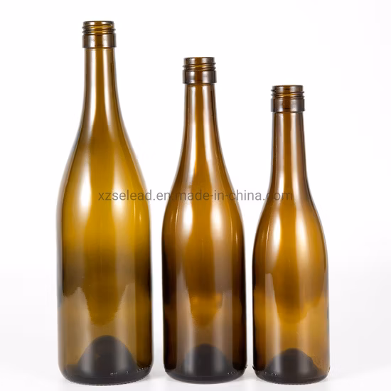 187 ml 375 ml 500 ml 750 ml 1000 ml Bordeaux Bouteille en verre de vin rouge en forme de Bourgogne Bouteille de vin de raisin en verre vert